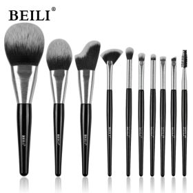 Beili Christmas Gift Makeup Brush Set Of 10, Kabuki Brushes With Synthetic Hair For Foundation, Concealer, And Eyeshadow. (Option: MB10)