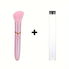 Electric Massage Stick And Beauty Vibration Massager Doubling As Makeup Blush Brush (Option: Pink storage box)