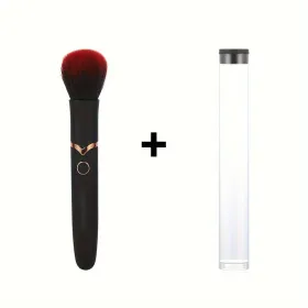 Electric Massage Stick And Beauty Vibration Massager Doubling As Makeup Blush Brush (Option: Black storage box)