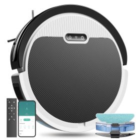 Robot Vacuum And Mop, 3 In 1 Combo Cleaner For Home With Pet Hair And Hard Floor, 5000Pa Suction, 120 Mins Run Time,Self-Charging,Super Thin Body (Option: Black White)