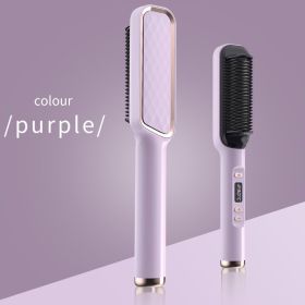 Hair Straightening Comb Artifact; Does Not Hurt Hair; Lazy Hair Straightener; Preheats For 5 Minutes To Make Straight Hair Slightly Curly; Curved (Color: Purple)