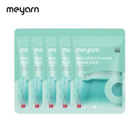 Mint Dental Floss Picks (quantity: 5 packs, Flavor: mint)