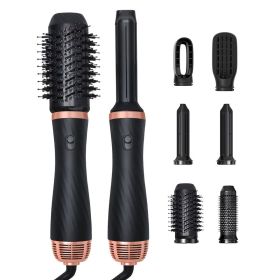 Hair Dryer Brush, 5 in 1 Detachable Blow Dryer Brush, Negative Ionic Hot Air Brush, Hair Styling Tool Set, Round Hot Air Straightener Brush Volum (Color: Black)